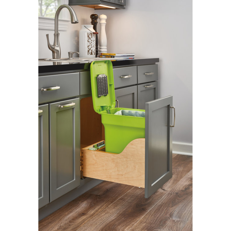 RevAShelf Wood Bottom Mount Kitchen Compost 6 Gallon Pull Out/Under